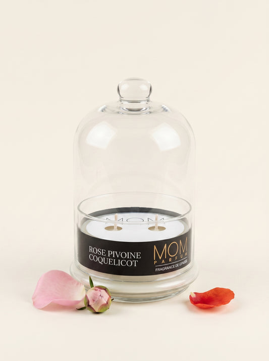 Duftkerze Signature Rose Pfingstrose Mohnblume mit Glocke